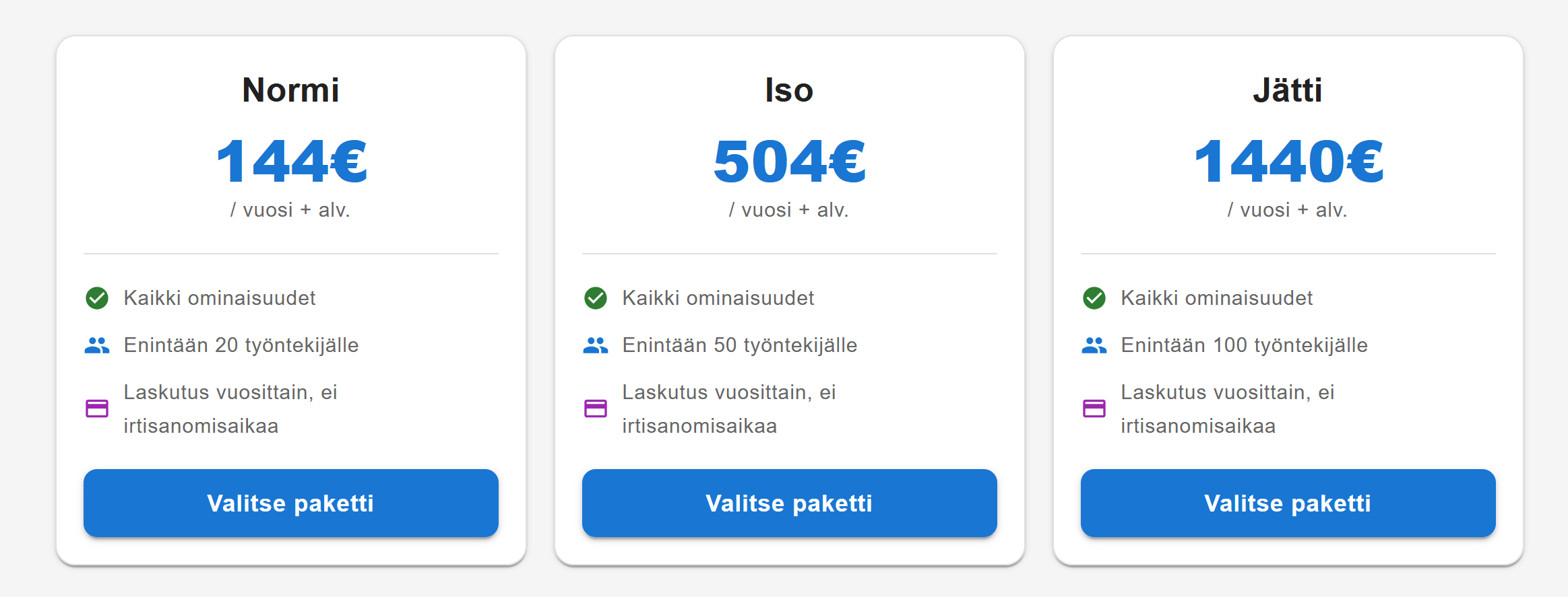 Vuosittaisen laskutuksen valinta ja asetukset